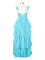 Ruffled Strap Tiered Tulle Bridesmaid Dress 