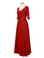 Applique V-Neck Chiffon Dress 