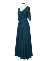 Applique V-Neck Chiffon Dress 