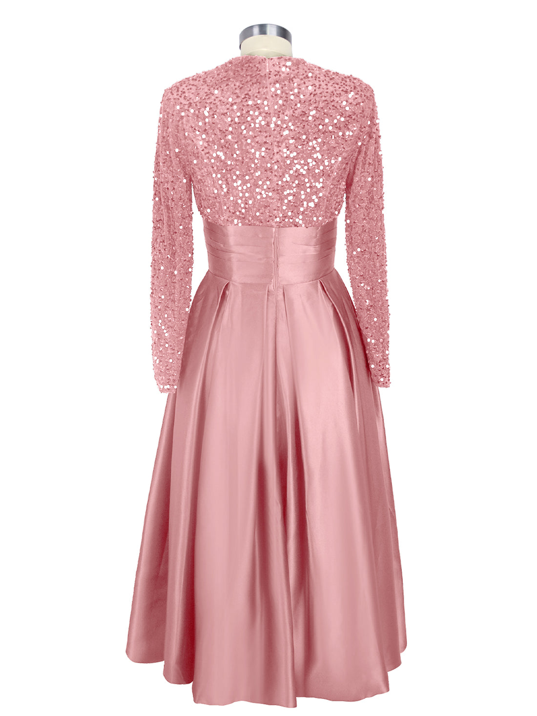 Sequined Boat Long Sleeves Dress 