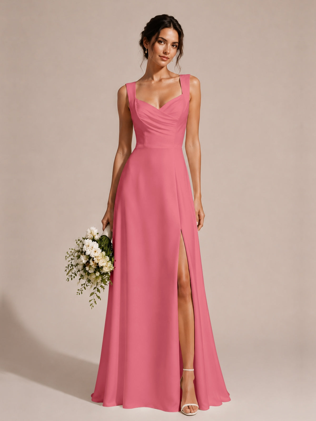Sweetheart Neckline Bridesmaid Dress with Wide Straps