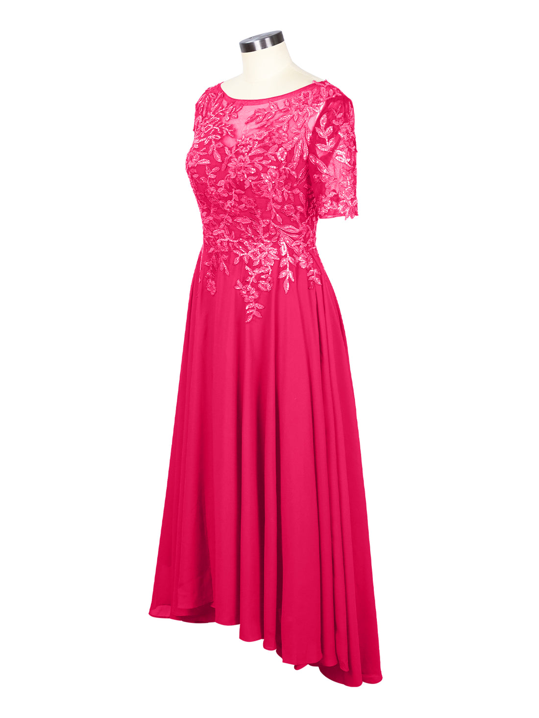 Applique Half Sleeves Chiffon Dress 