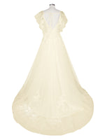 Illusion Tulle Applique Wedding Dress 