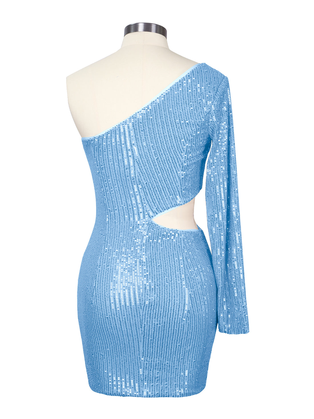 Waist Cutout One Shoulder Mini Dress 