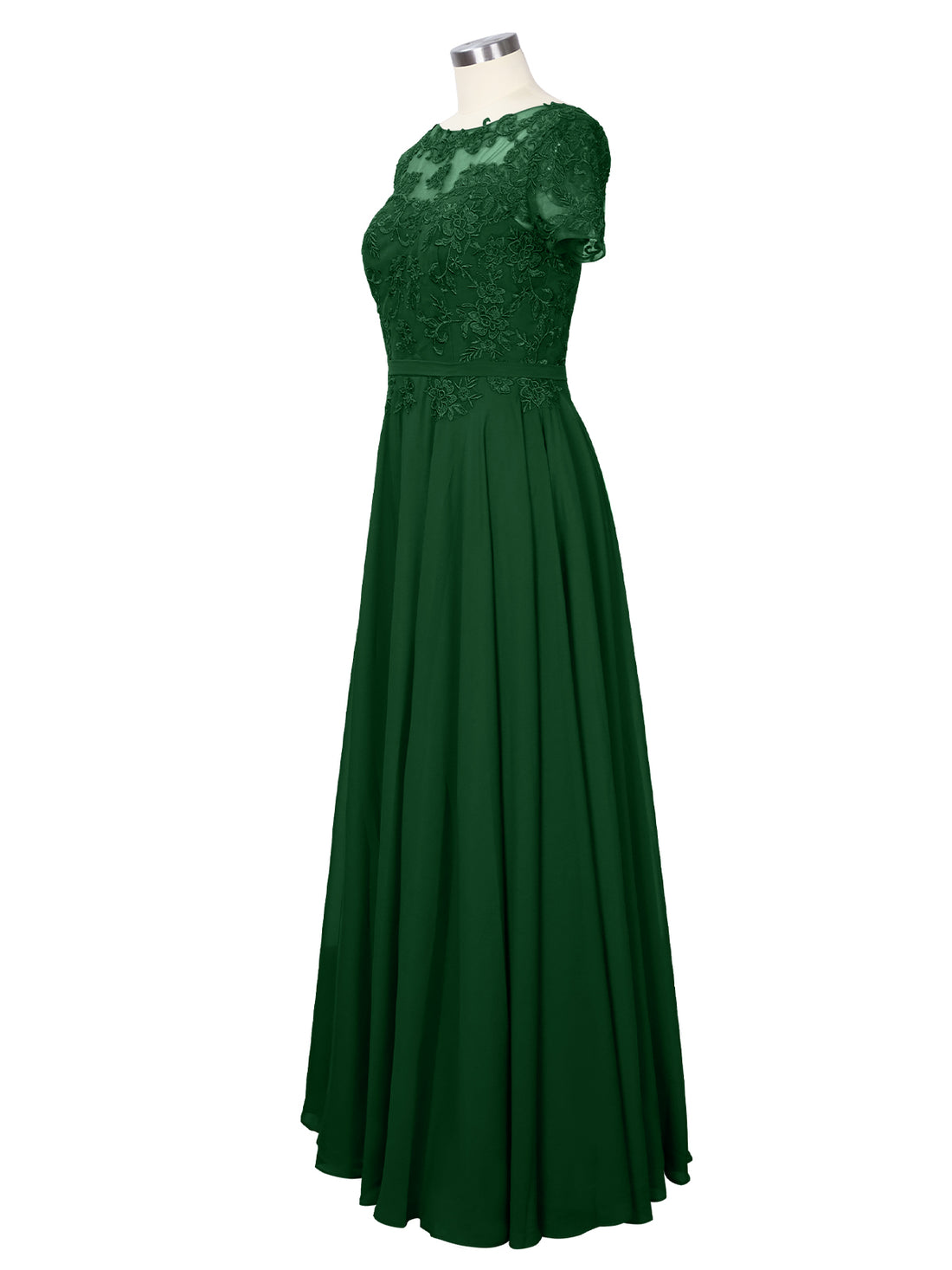 Illusion Applique Chiffon Dress 