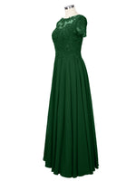 Illusion Applique Chiffon Dress 