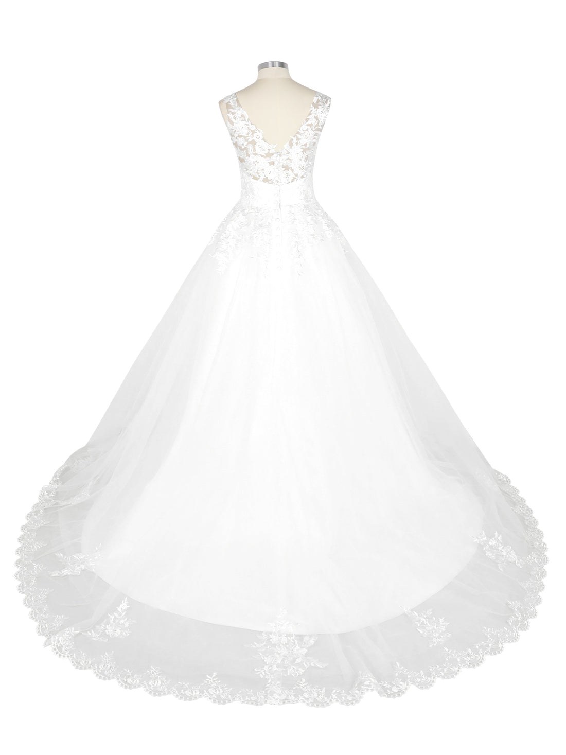 Wide Straps Applique Wedding Dress 