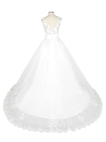 Wide Straps Applique Wedding Dress 