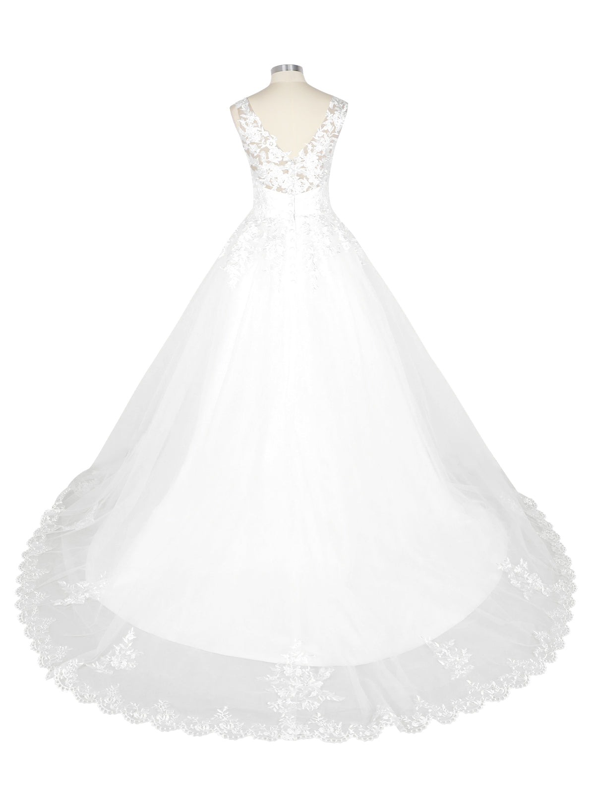 Wide Straps Applique Wedding Dress 