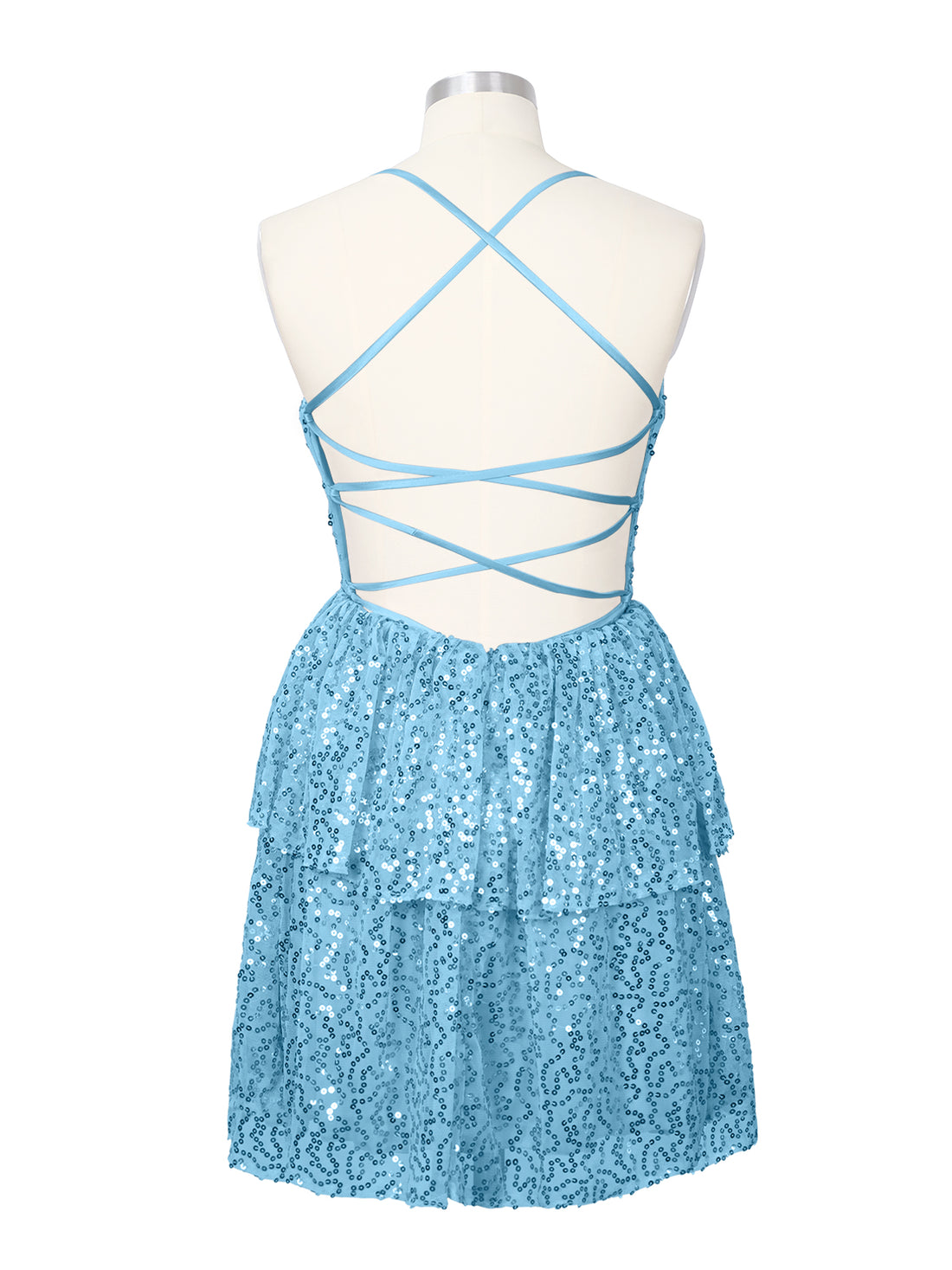 Sequined Halter Flare Mini Dress 