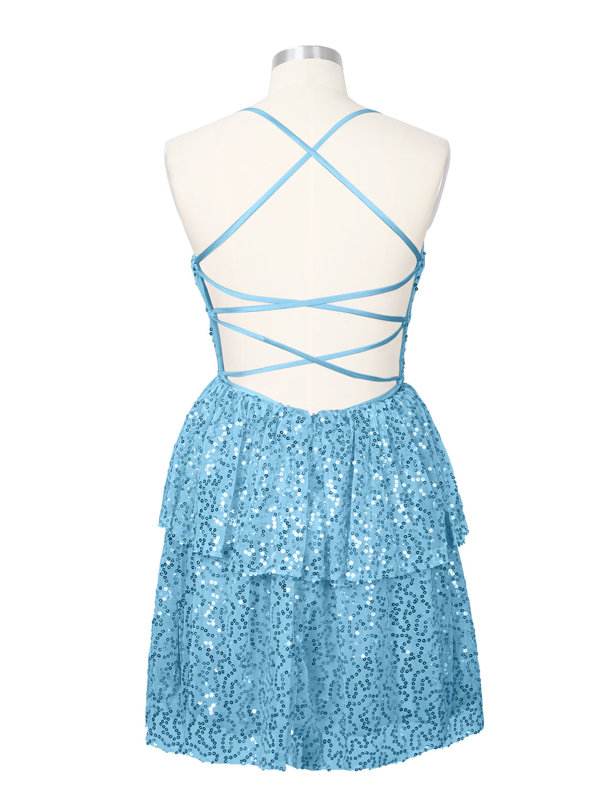 Sequined Halter Flare Mini Dress 