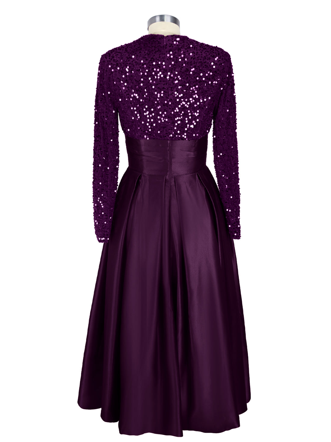 Sequined Boat Long Sleeves Dress 