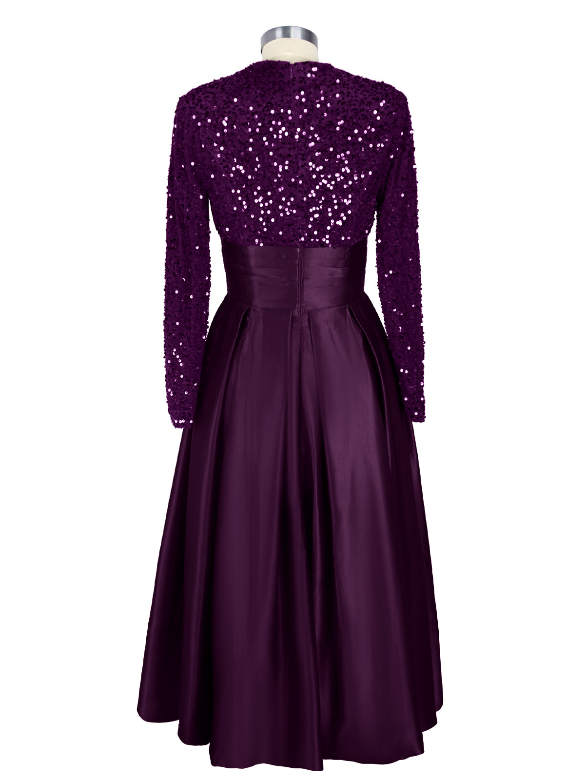 Sequined Boat Long Sleeves Dress 