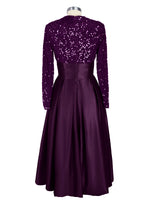 Sequined Boat Long Sleeves Dress 