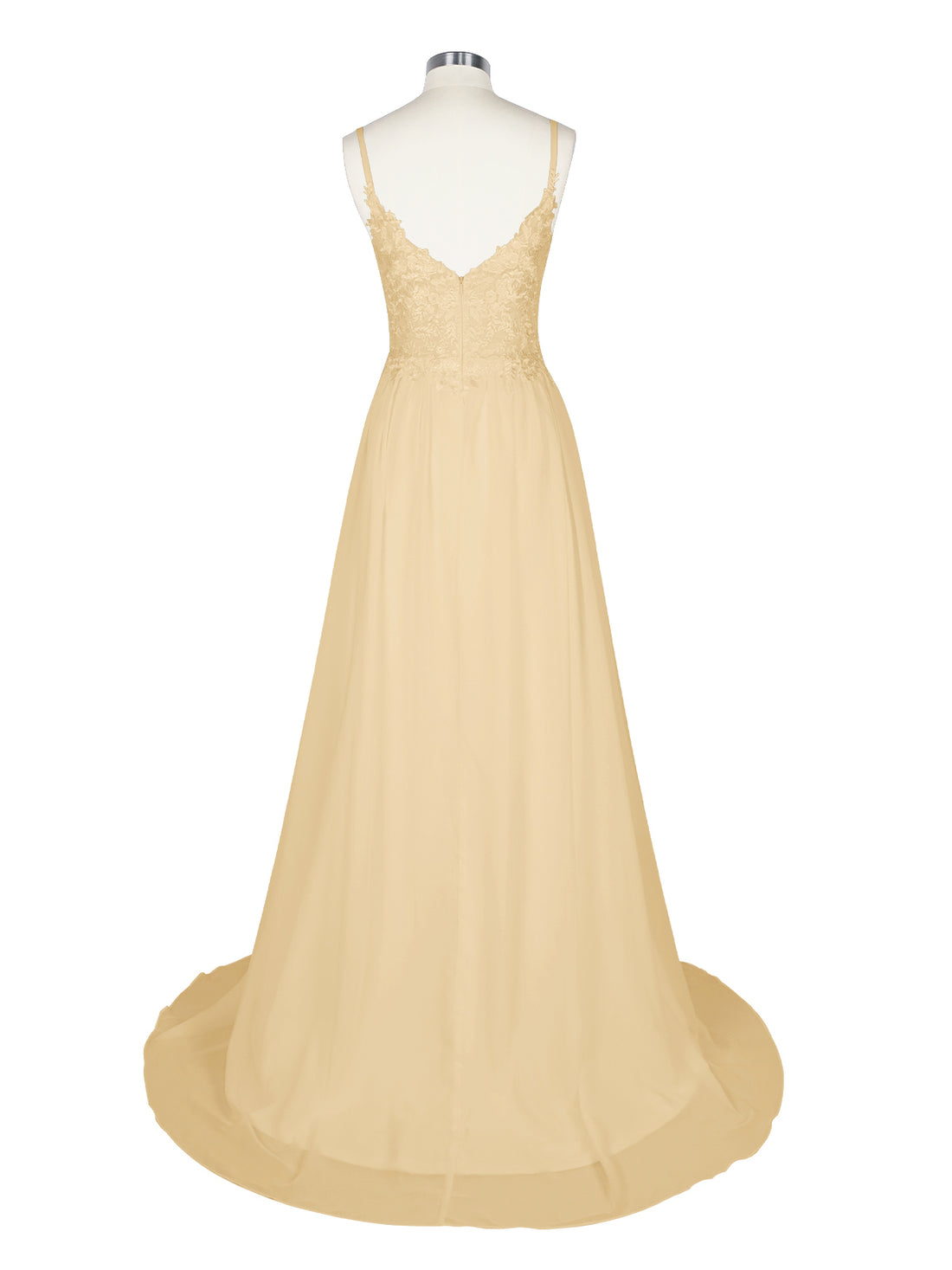 Applique Slit Chiffon Wedding Dress 
