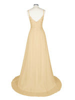 Applique Slit Chiffon Wedding Dress 