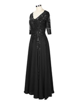 Applique V-Neck Chiffon Dress 