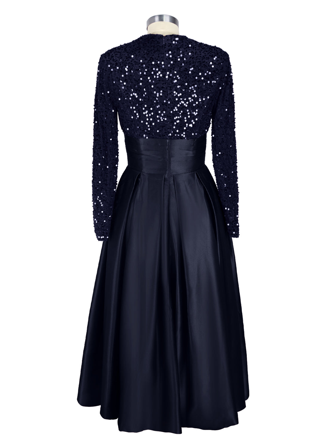 Sequined Boat Long Sleeves Dress 