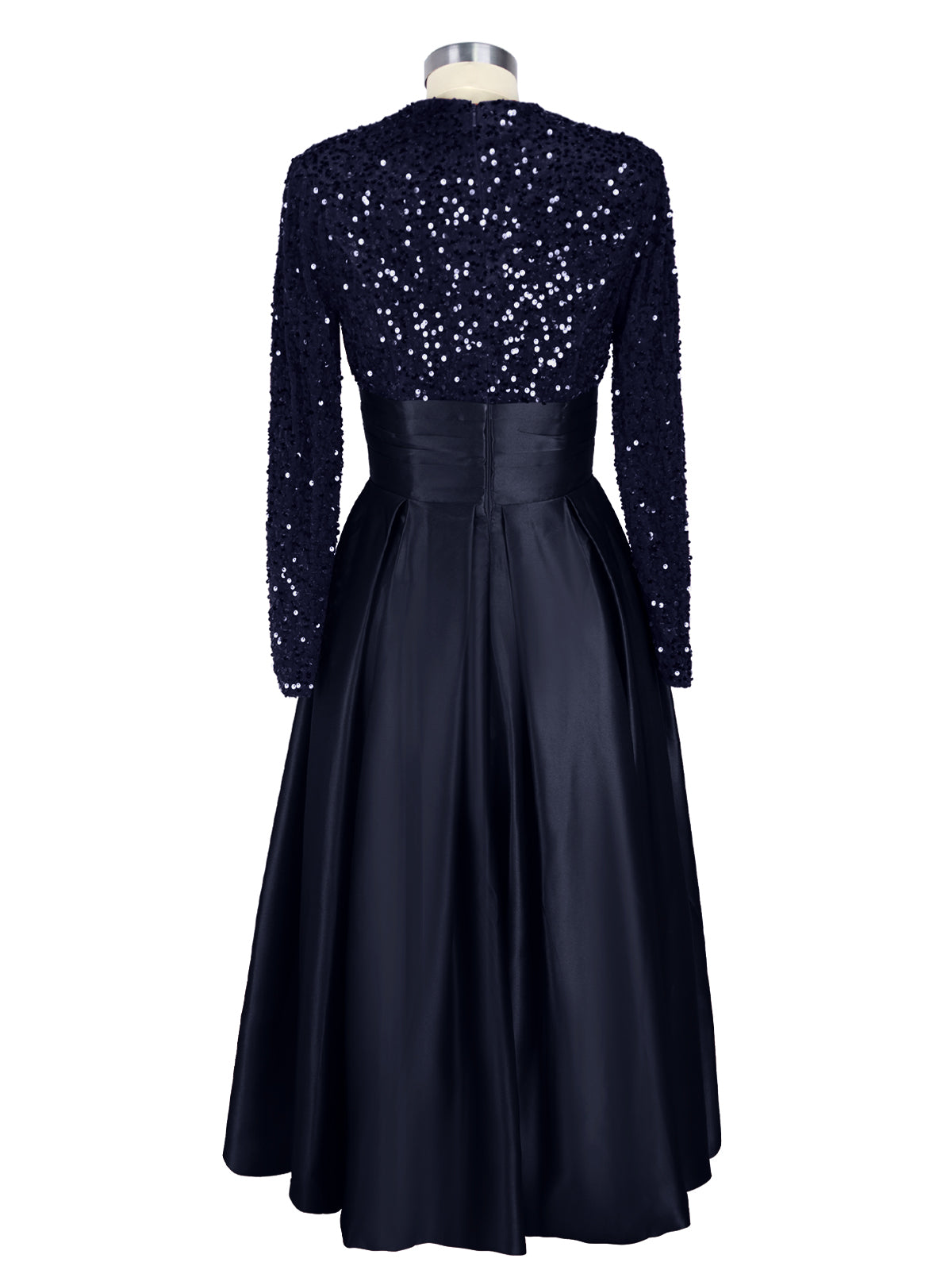 Sequined Boat Long Sleeves Dress 