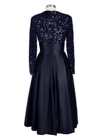 Sequined Boat Long Sleeves Dress 