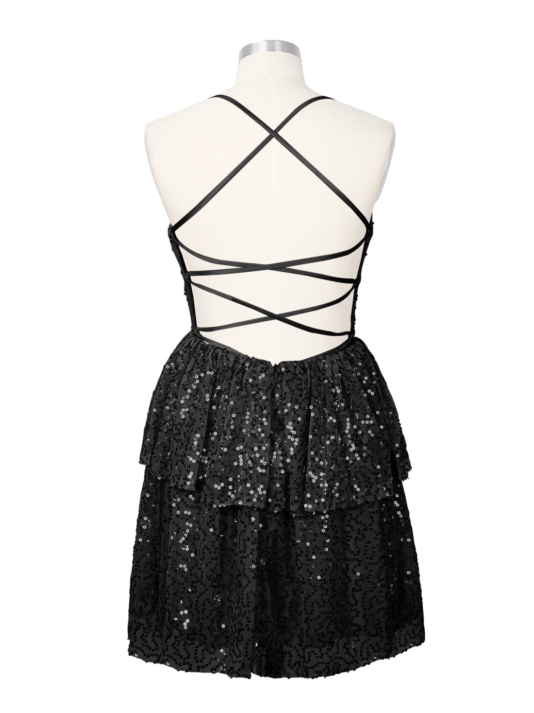 Sequined Halter Flare Mini Dress 