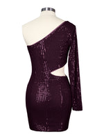 Waist Cutout One Shoulder Mini Dress 