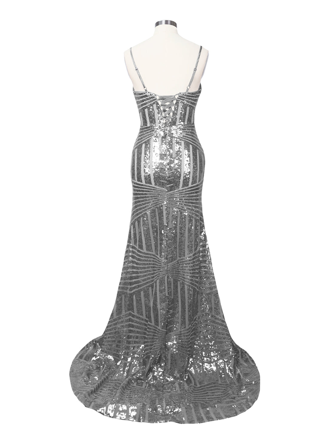 Geometric Sequin Prom Dress 