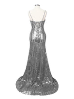 Geometric Sequin Prom Dress 