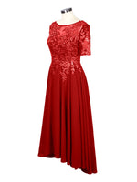 Applique Half Sleeves Chiffon Dress 