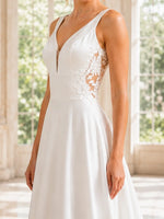 Satin Wedding Dress with Illusion Mesh Back