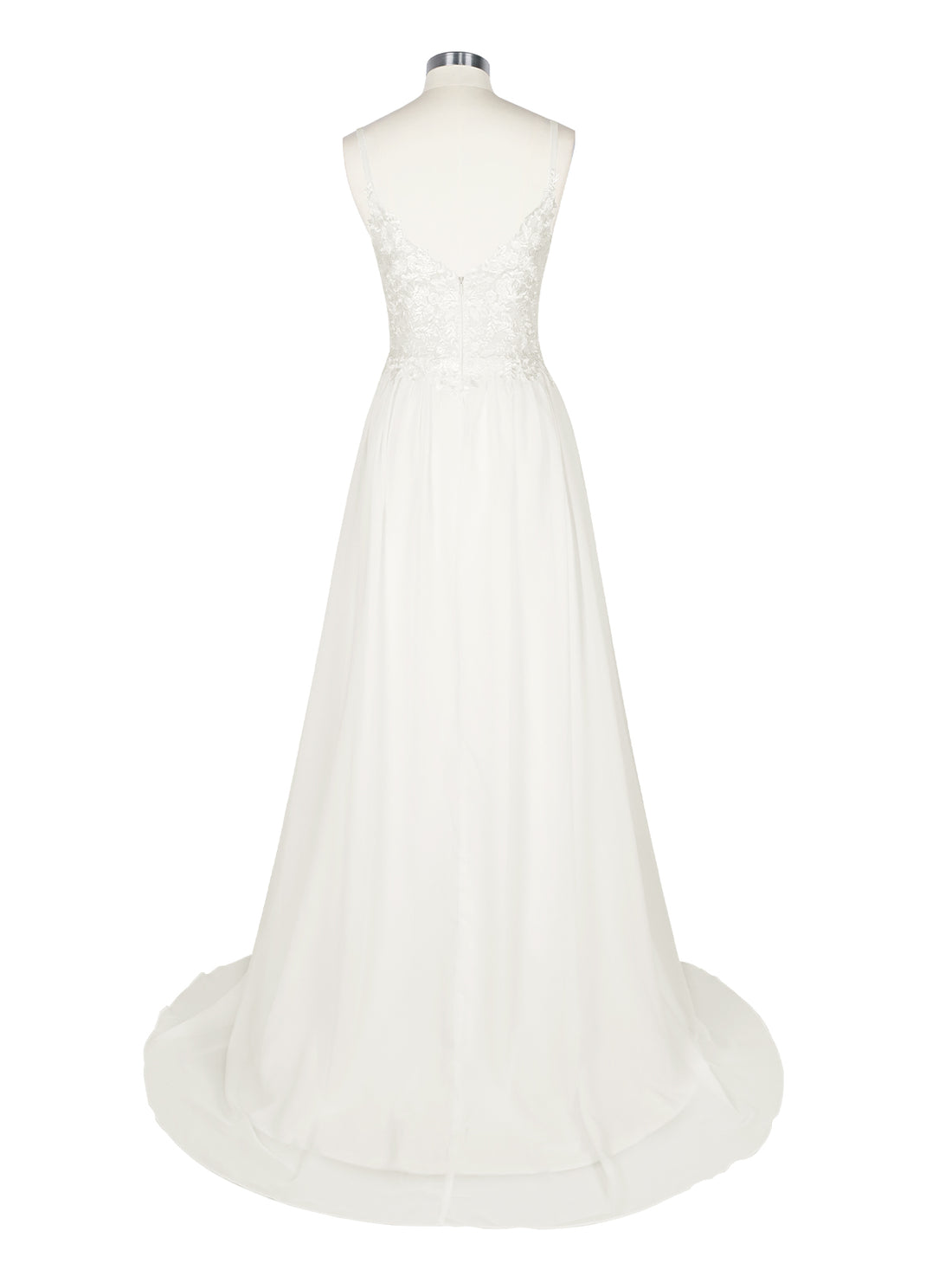 Applique Slit Chiffon Wedding Dress 