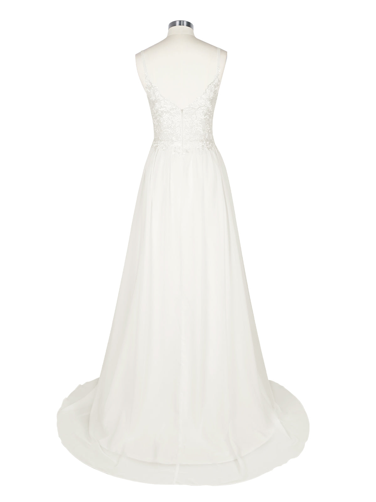 Applique Slit Chiffon Wedding Dress 