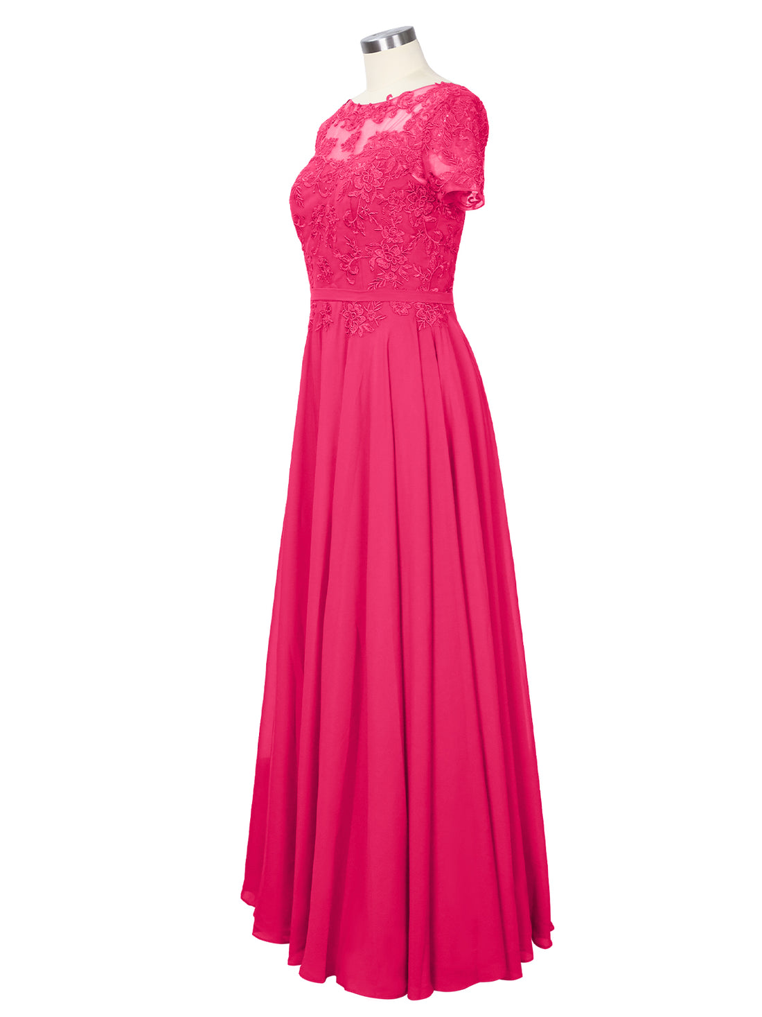 Illusion Applique Chiffon Dress 