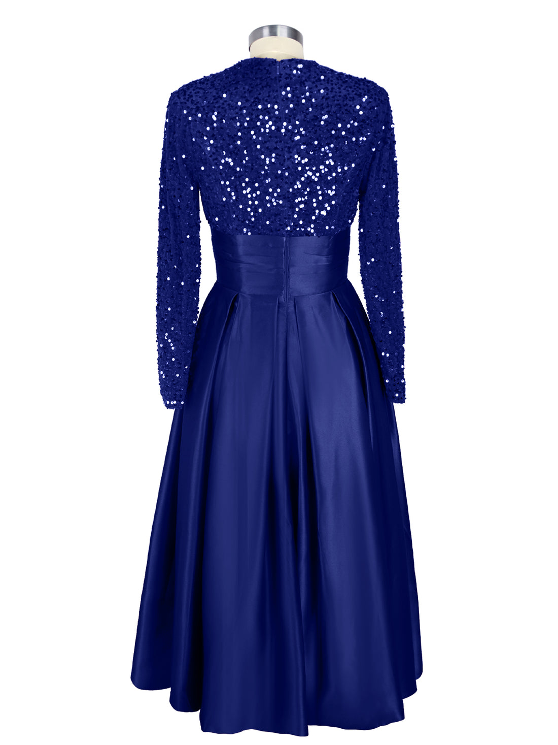Sequined Boat Long Sleeves Dress 