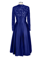 Sequined Boat Long Sleeves Dress 