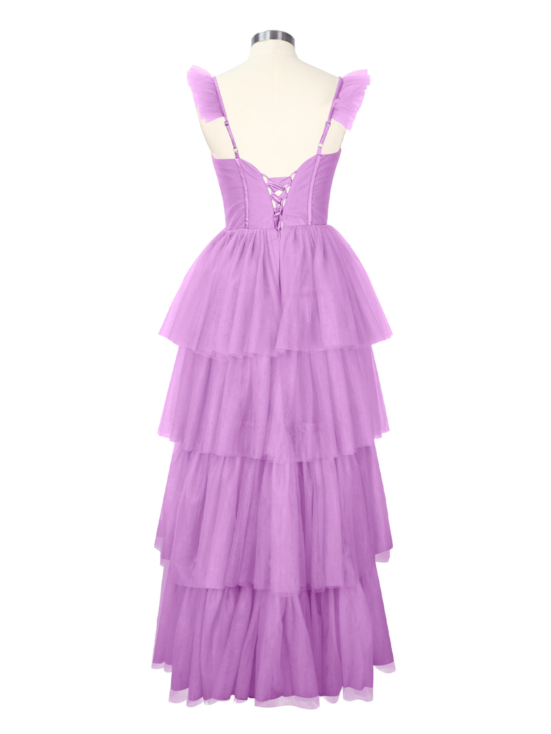 Ruffled Strap Tiered Tulle Bridesmaid Dress 