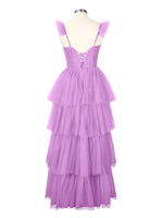 Ruffled Strap Tiered Tulle Bridesmaid Dress 