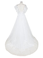 Illusion Tulle Applique Wedding Dress 