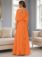 Chiffon Mother of the Bride Dress with Cape Overlay
