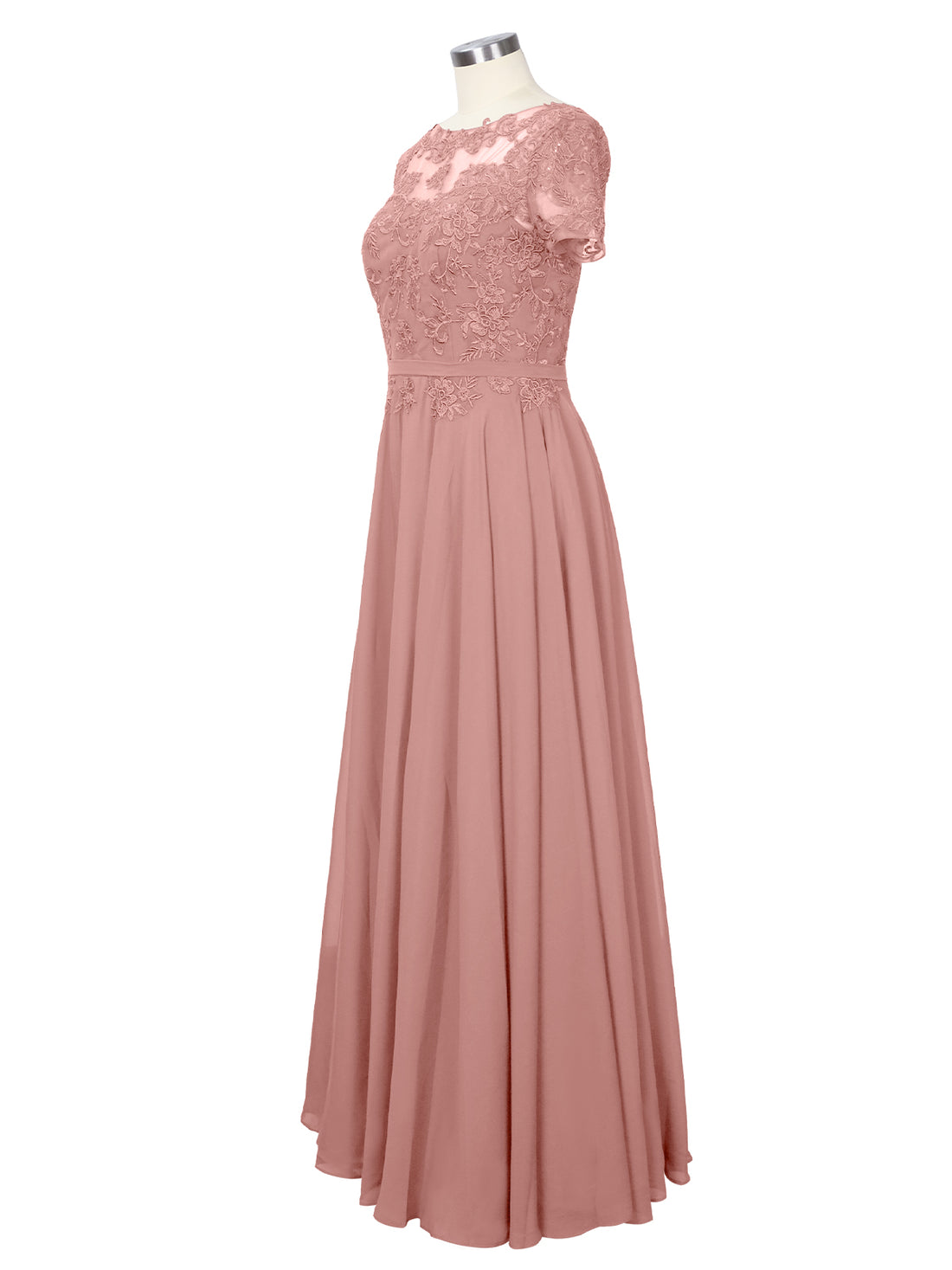 Illusion Applique Chiffon Dress 
