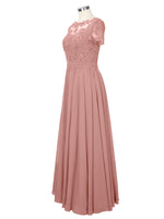 Illusion Applique Chiffon Dress 