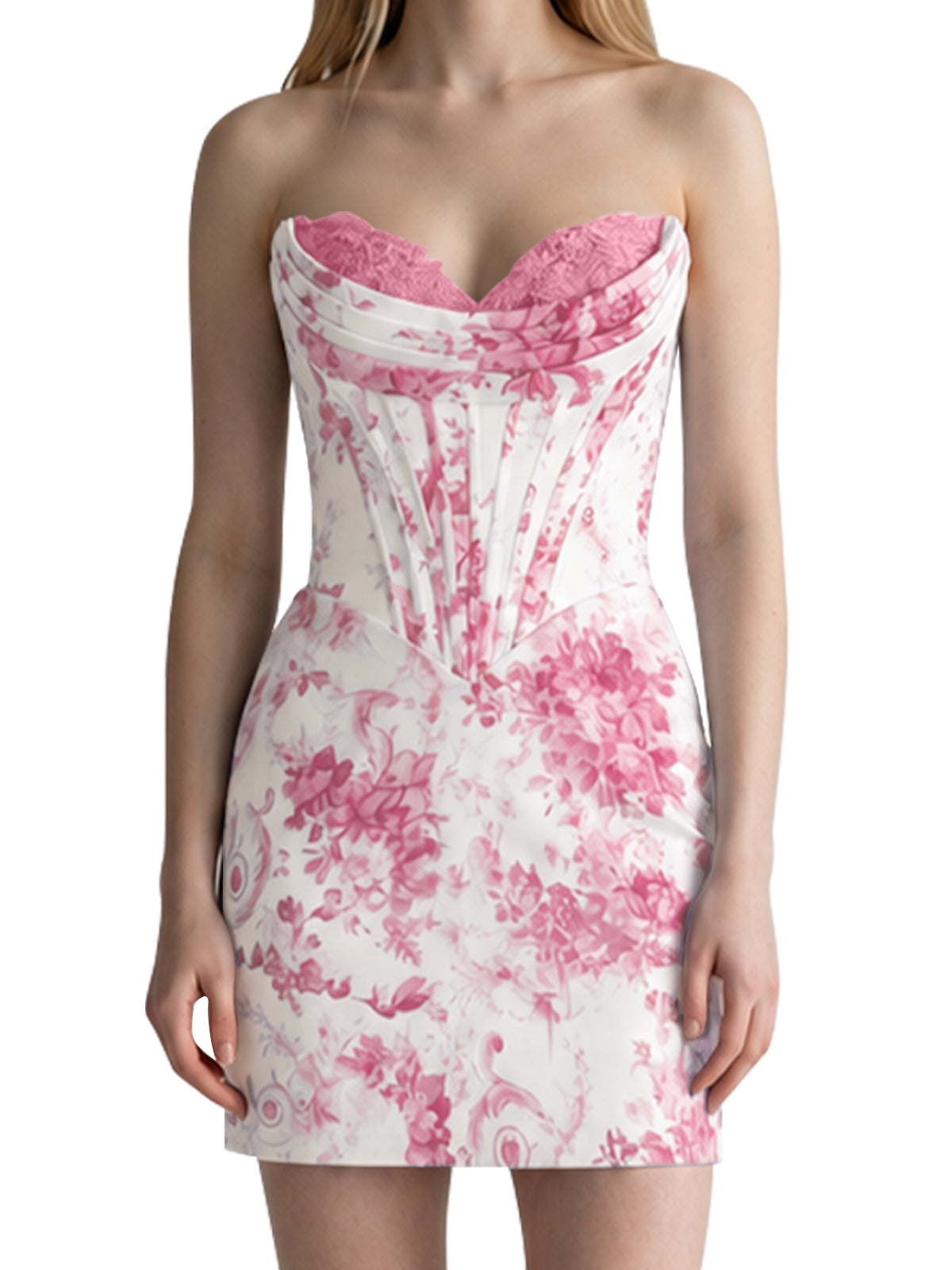 Sheath Floral Pattern Mini Dress 