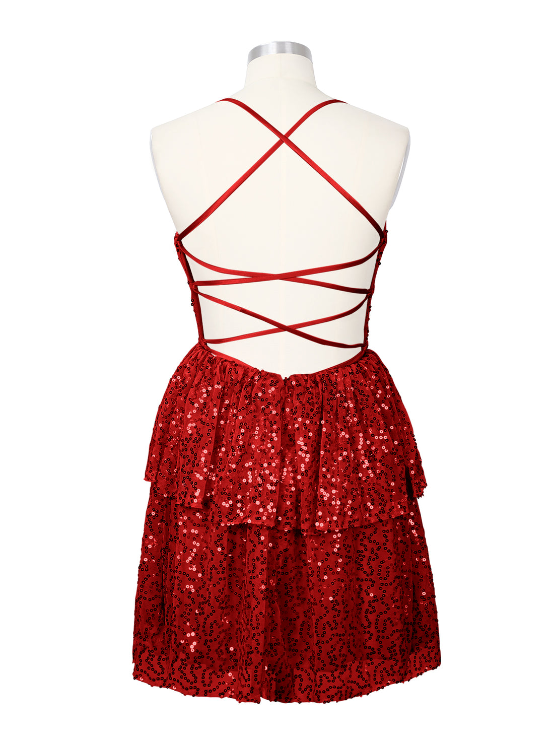 Sequined Halter Flare Mini Dress 