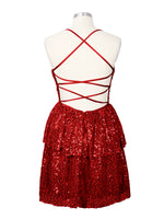 Sequined Halter Flare Mini Dress 