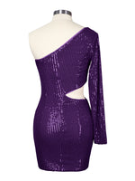 Waist Cutout One Shoulder Mini Dress 