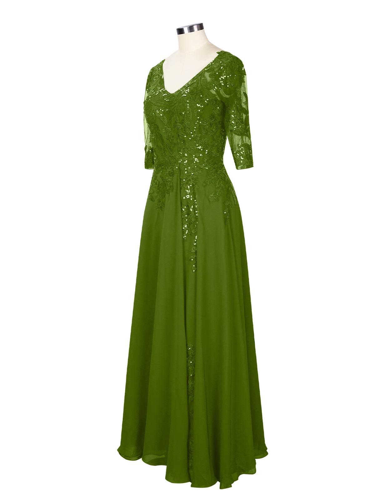 Applique V-Neck Chiffon Dress 
