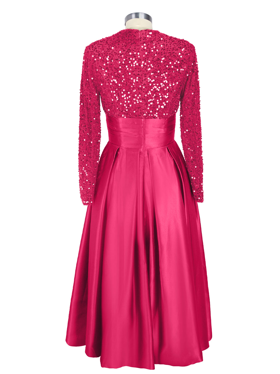 Sequined Boat Long Sleeves Dress 