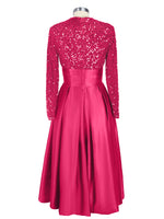 Sequined Boat Long Sleeves Dress 