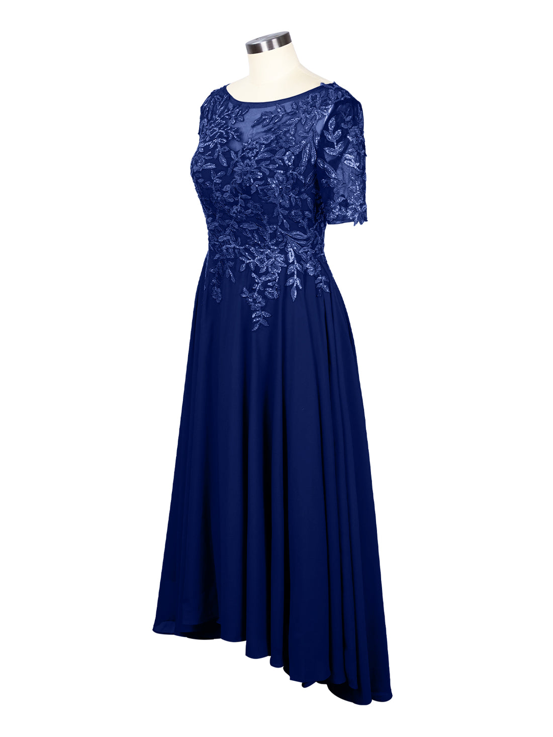 Applique Half Sleeves Chiffon Dress 