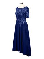 Applique Half Sleeves Chiffon Dress 